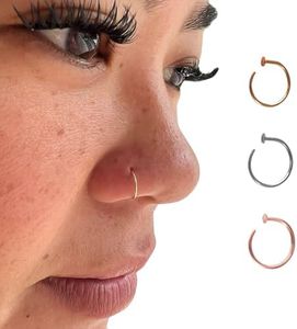Ultra Thin Micro 14K Yellow Gold Filled 24 Gauge 6mm to 7mm Nose Ring Hoop 24g 6-7