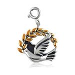 FOURSEVEN Peace Dove Charm Pendant - Fits in Bracelets, Chains and Necklace - 925 Sterling Silver Jewellery for Men and Women (Best Gift for Him/Her)