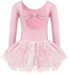 Zaclotre Girls Ballet Tutu Long Sleeve Leotards Dance Dress Ballerina Costume with Skirt Pink Size 3-4 Toddler