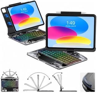 Landcase Keyboard Case for iPad 11th Gen 11 inch 2025(A16) 10th Gen 10.9 inch 2022, Wireless iPad Case with Keyboard Multi-Touch Trackpad, Battery Level Visualization with Pencil Holder, Black