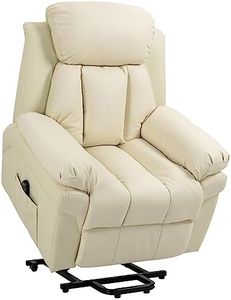 HOMCOM Poltrona Reclinabile Alzapersona Elettrica, Poltrona Relax con Imbottitura Spessa e Telecomando, 96x93x105 cm, Crema