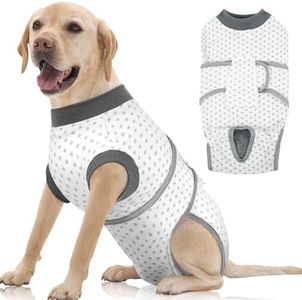 FUAMEY Dog Recovery Suit Male,Dogs Surgery Neuter Suits Puppy Spay Shirts for Female Protect Dog's Skin Anti Licking Abdominal Wounds Doggie Onesie Pet Bodysuit Alternative to Cone Polka Dot XXL
