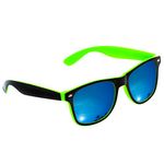 Two Tone Green Black Sunglasses With Blue Mirror Mirrored Lens Classic Retro Festival Eyewear UV400 Protection