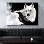 NIMCG Canvas HD Printed Pictures Wall Art Painting White Wolf Animal Home Decoration Poster For Living Room (No frame) 60x90CM