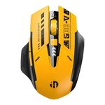 INPHIC Wireless Gaming Mouse, Tri-mode Bluetooth 5.0/4.0 & 2.4G USB Wireless Mouse, Rechargeable, 800-2400 DPI Adjustable, Power level Indicator, Bluetooth Mice for Laptop PC Computer, Mecha Yellow