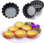 BIG BOX- Egg Tart Molds, 6PCS Non-Stick Mini Tart Pans, Mini Tart Mold 3 InchTop, 1.7 Inch Bottom, 0.9Inch Carbon Steel, Kitchen Reusable Baking Tools.