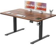 Devoko Electric Standing Desk 120x60cm Sit Stand Table Height Adjustable Desk with Backpack Hook and Memory Smart Pannel, Home Office Desk with Splice Board, Rustic Brown