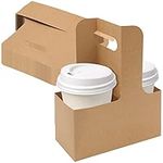 25 Pack 2 Cup Drink Carrier with Handle, Kraft Paperboard Handled Drink Carriers To Go Coffee Cup Holder, For Hot and Cold Cup Carrier, Takeout, Cafe and Restaurant Food Service Delivery