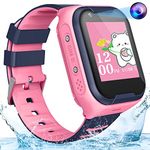 4G Kids GPS Smart Watch Waterproof Video Phone Call and Text Real-time Tracking Global Smartwatch SOS Emergency Alarm Pedometer Camera Anti-Lost GPS Tracker Watch for Boys Girls 4-15 Gift(Pink)