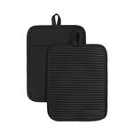 KitchenAid Ribbed Soft Silicone Pot Holder 2-Pack Set, Onyx Black, 7"x9"