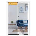 Yotache Fly Screen Door 90 x 205 cm, Reinforced Polyester Anti-Tearing Fly Net for Door, Black