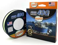 FINS 40G Super Round Braided Fishing Line USA Made - High Strength-to-Diameter Ratio, Smooth Mono Feel, 8 Fiber Bundle Over-Braiding, No Fluff Design - Chartreuse - 65 lb - 500 Yds