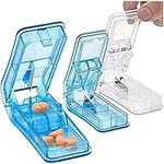 Pill Cutter - (Pack of 3) - V- Grip Pill Crusher and Cutter for Vitamins, Big & Small Pills, and Medication - Transparent Pill Splitter with Pill Holder Case to Split