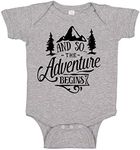 Ink Trendz® And So Let The Adventure Begin Baby Pregnancy Announcement Baby Bodysuit One-piece Romper (Newborn, Heather Grey)