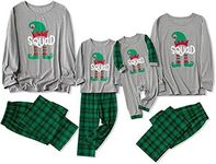 IFFEI Christmas Pyjamas Matching Family Pajamas Sets Xmas Pjs SQUAD Elf Print Tops and Plaid Pants Sleepwear Nightwear for Women Men Kids Baby Pet 9-12 Months Grey