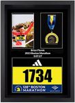 MedalAwardsRack Personalized Engraving 3 in 1 Shadow Box Display (Medal, Race Bibs, and Photo Display) – Marathon Medal Display, Marathon Medal Frame, Triathlon and Running Bib Holder. (Black)