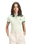 U.S. POLO ASSN. Women's Contrast Detail Slim Polo Shirt (UWAW23TSH008_Green_L)