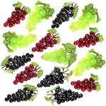 JUSTDOLIFE 15 Bunches Artificial Grapes, Fake Grapes Mini Grapes Decorative Grape in Black Red Green for Wedding Home Kitchen Party Wall Decoration