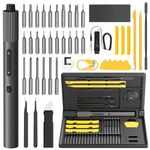 HOTO Electric Precision Screwdriver Kit, 46-in-1 Rechargeable Screwdriver Kit, Cordless Mini Power Screwdriver Kit with S2-Steel Bits, 2-Gears Torque, LED Light, Ideal for Phone/Glasses/Watch/Laptop