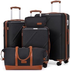 CONCEPTEN Luggage Sets 5 Piece,Expandable Hardside Suitcase Set with Spinner Wheels,Lightweight Travel Luggage set with TSA Lock（20/24/28,Black）