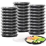 Lawei 30 Pack Plastic Appetizer Tray with Lid - 6 Divided Serving Tray Disposable Food Serving Dip Platter for Party Buffet