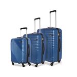 American Tourister Ivy Nxt 3Pc Set (Small-56Cm,Medium-68Cm&Large-78Cm)Hardside Polycarbonate 4 Wheel Spinner Check-In Suitcase With Multi-Stage Telescopic Trolle&Mounted Tsa Lock For Women&Men - Blue