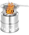 TOMSHOO Camping Stove Lightweight Backpacking Stove Foldable Windproof Wood Burning Stove for Picnic BBQ Camping- Upgraded Version