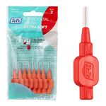 TePe Interdental Brush, Extra Soft, Red, 0.5mm/ISO 2, 8pcs, efficient Cleaning Between Teeth, Plaque Remover and Dental flosser for Narrow Gaps