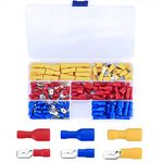 Male and Female Insulated Terminals, Spade Wire Crimp Connector, Electrical Terminals(Red, Yellow, Blue, 150 Pcs)