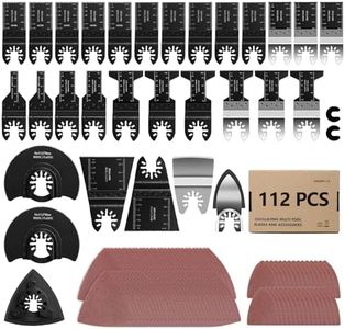 AVID POWER 112Pcs Oscillating Saw Blades Quick Release Oscillating Multitool Blades with Sandpapers Universal Oscillating Tool Accessories for Cutting Metal/Wood/Plastic, Compatible with Most Brands