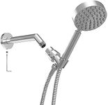 All Metal Hand Held Shower Head Set Bundle with Shower Arm and Flange, Chrome | Includes 2.5 GPM Handheld Showerhead, 72 Inch Hose, Shower Holder, 7 Inch Shower Arm & Flange