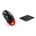 SteelSeries Aerox 5 Wireless Gaming Mouse + SteelSeries QcK Gaming Mouse Pad Bundle