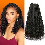 FFDDear 16 Inch Goddess Box Braids Crochet Hair 8 Packs Boho Box Braids Crochet Synthetic Hair Pre-looped Messy Bohemian Box Braids Hair Extensions for Black Women (16Inch,1B)