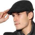Happy Cherry Men's Flat Top Newsboy Hat Wool Blend Fleece Adjustable Lightweight Cap for Men Classic Vintage Hat