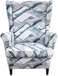 Wingback Chair Slipcover 2-Piece Stretch Wingback Chair Sofa Slipcover Armchair Cover Printed Furniture Protector Couch Soft with Elastic Bottom for Living Room, 09