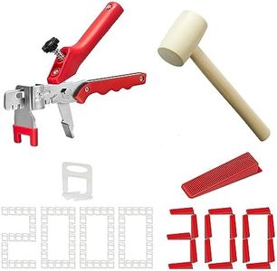1/16" Tile Leveling System with Floor Tile Plier and Rubber Mallet- 2000Pcs Leveling Spacer Clips and 300Pcs Reusable Wedges, Tile Tools Kit for Professional Ceramic Tiles and Stone Installation