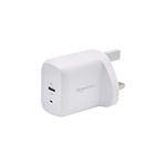 Amazon Basics 20W One-Port USB-C Wall Charger, Non-GaN, UK Plug, 7.06 x 2.76 x 4.41 cm, White