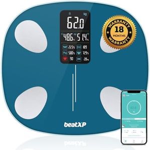 beatXP SmartPlus Prime Weight Machine with BMI & Body Fat Analyzer| Body Composition Scale with 15 Body Parameters | High Precision Sensors & Bluetooth App Sync 12 Months Warranty (Blue)