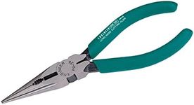 Long Nose Pliers (160mm) with Integral Wire Cutting Jaws + Wire Stripping Hole. Made in Japan. ENGINEER pr-36, Green