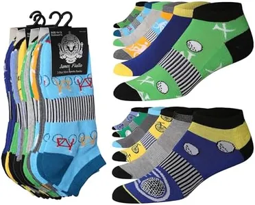 JAMES FIALLO Men's 12-Pairs Performance Low Cut Solid Colored & Golf-Bike Patterns Athletic Sport Socks, 2936-T1