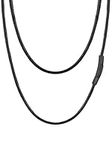 PROSTEEL Mens Leather Necklace Cord - 3mm Width Braided Waxed Waterproof Rope Chain for Pendant with Black Stainless Steel Clasp, 16 Inches Length (with Gift Box)