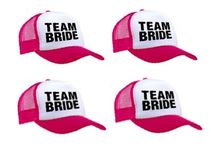 Wanna Party 4 Pack Team Bride Caps Mesh Hat Bachelorette Party Bridal Wedding Shower Caps Adjustable