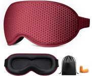 Sleep Mask for Side Sleeper - Blackout Breathable Eye Cover,3D Contoured,Sleeping Mask for Women Men,Blindfold for Travel,Airplane,Night(Red)