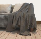 100% Organic Muslin Cotton Throw Blanket for Couch, Adult, Office, 4 Layers Pre-Washed Plant Dyed Yarn, Breathable Super Soft, Cozy, Lightweight, Warm, All Season (Charcoal, 60"x80" Oversized)