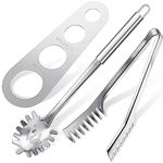 3 Pieces Spaghetti Server Set, Stainless Steel Spaghetti Tong, Stainless Steel Pasta Spoon Server Fork and Spaghetti Measure Tool Pasta Portion Control Gadgets for Noodles Pasta Serving