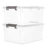 Citylife 17 QT Plastic Storage Bins with Latching Lids Stackable Storage Containers for Organizing Large Clear Storage Box for Garage, Closet, Kitchen, 2 Packs