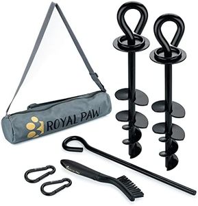 ROYAL PAW Dog Tie Out Stake - Heavy Duty Dog Stake for Large Dogs up to 210 lbs, Dog Stakes for Outside, Dog Anchor, and Dog Gadget | Use Any Dog Tie Out Cable or Dog Yard Leash (B2-Black (2-Pack))