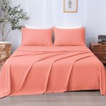 CCWB 100% Egyptian Cotton Bed Sheets 750 Thread Count Sateen Finish Luxuries Hotel Quality (Coral, Full - 4 Pieces Sheet Set)