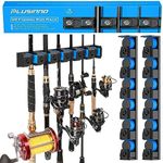 PLUSINNO V6 Vertical Upgrade Fishing Rod/Pole Holders, Support Extra Large & Heavy Fishing Rod and Reel Combos, Fishing Rod Holders for Garage, Wall Mounted Fishing Rod Rack Storage Organizer Safely