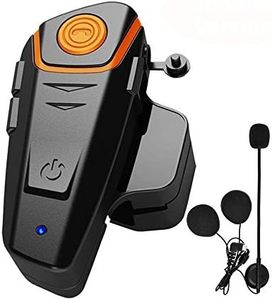 Dgakcvb Motorcycle Bluetooth Headset, BT-S2 Bluetooth 5.0 Helmet Intercom Headset up to 3 Riders 1000M Helmet Communication System for Ski/ATV/Dirt Bike/Racing/Climbing (Boom Microphone,Single)